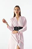 NOK LUCKY SERİSİ KORSAJLI MAXİ BOY POPLİN ELBİSE TOZ PEMBE