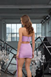 Glamourous Rose Elegance Mini Skirt Lila