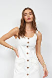 Amore Pocket Mini Elbise KREM
