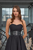 Sophisticated Corsage Elegance Maxi Dress Siyah
