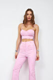 Amore Pocket  İspanyol Paça Pantolon Pembe