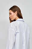 Love Shine Koleksiyonu Geniş Kesim Poplin Gömlek Gümüş
