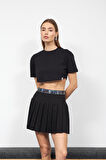 100% Koton Oversize Crop Tshirt Siyah