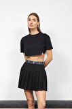 100% Koton Oversize Crop Tshirt Siyah