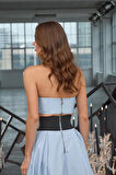 Sophisticated Elegance Crop Top Mavi