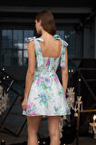 Luminescent Floral Lace Mini Dress Mavi