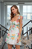 Luminescent Floral Lace Mini Dress Sarı