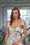 Luminescent Floral Lace Mini Dress Sarı