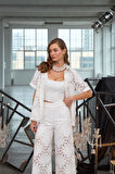 Shell Patterned Pants Beyaz