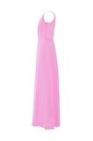 %100 Linen Love Shaped Maxi Dress Pembe
