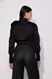 City Glam Bel Detaylı Sim Çizgili Kumaş Pantolon SİYAH-GÜMÜŞ