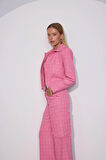 Tweed Royale Sim Detaylı Blazer Ceket Pembe