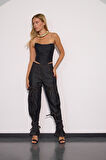 Chic Bow Fiyonklu Denim Pantolon BLACK