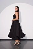 Sophisticated Corsage Elegance Maxi Boy Elbise Siyah