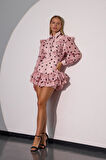 Love Bomb Fırfır Detaylı Mini Elbise Pembe