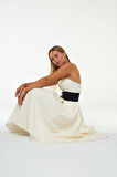 Sophisticated Corsage Elegance Maxi Boy Elbise Ekru