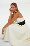 Sophisticated Corsage Elegance Maxi Boy Elbise Ekru