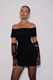 Minimal Chic Straplez Mini Elbise Siyah
