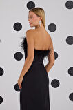 Midnight Elegance Otrişli Maxi Boy Elbise Siyah