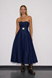 Dreamy Chic Denim PrincessMaxi Dress DARK BLUE