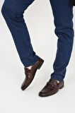 CASSIDOSHOES KAHVE DERİ FLOTER BASKI ERKEK AYAKKABI 023-42086