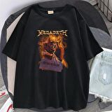 Rock Serisi Megadeth Skull Siyah Unisex Oversize T-shirt