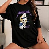 Rock Serisi Metallica Damaged Justice Siyah Unisex Oversize T-shirt