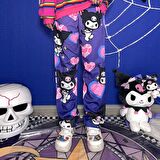 Kuromi & Heart Collage Purple Wide Leg Unisex Tracksuit