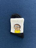 Morty Unisex Beyaz Kolej Çorap