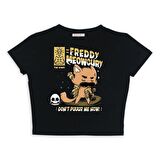 Freeddy Meowcury Baskılı Siyah Crop