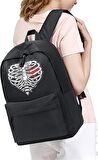 Heart Rib Baskılı Unisex Sırt Çantası