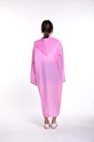 Unisex Pembe Yağmurluk Şeffaf Su Geçirmez Kıyafet Üstü Eva Kumaş Marlux Yağmurluk