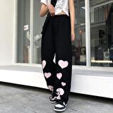 Sokak Tarzı Skull Heart Baskılı Unisex Baggy Eşofman