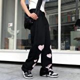 Sokak Tarzı Skull Heart Baskılı Unisex Baggy Eşofman