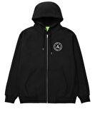 Devil Skull Baskılı Oversize Fermuarlı Siyah Unisex Kapüşonlu Hırka