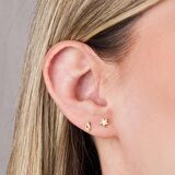 14 Ayar Altın Minik Taşlı Damla Küpe 0,64 gr