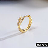 14 Ayar Taşlı Tek Halka Altın Küpe 0,78 gr