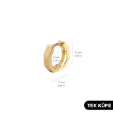 14 Ayar Altıgen Tek Minik Halka Altın Küpe 0,66 gr