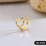 14 Ayar Minik Tek Kalp Halka Altın Küpe 0,56 gr