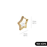 14 Ayar Taşlı Yıldız Tek Halka Altın Küpe 0,75 gr
