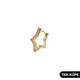 14 Ayar Taşlı Yıldız Tek Halka Altın Küpe 0,75 gr