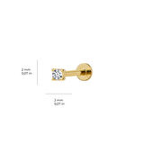2 mm Tek Taş Altın Piercing