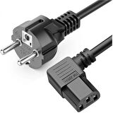 Power Güç Kablosu 90° Derece L Tipi Sol Açılı - 2 Mt - Orjinal Bakır - 3x1.0mm²
