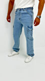 Martin Denim Premium Baggy Kargo Cep Mavi Kot Erkek Jean Pantolon