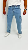 Martin Denim Premium Baggy Kargo Cep Mavi Kot Erkek Jean Pantolon
