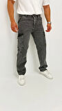 Hunter Kot Black Vintage Baggy Kargo Cep Denim Erkek Pantolon
