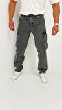 Hunter Kot Black Vintage Baggy Kargo Cep Denim Erkek Pantolon