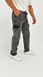 Hunter Kot Black Vintage Baggy Kargo Cep Denim Erkek Pantolon