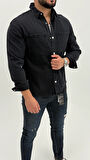 Aidan Denim Mavi Black Vintage Classic Kot Erkek Jean Gömlek