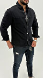 Aidan Denim Mavi Black Vintage Classic Kot Erkek Jean Gömlek
